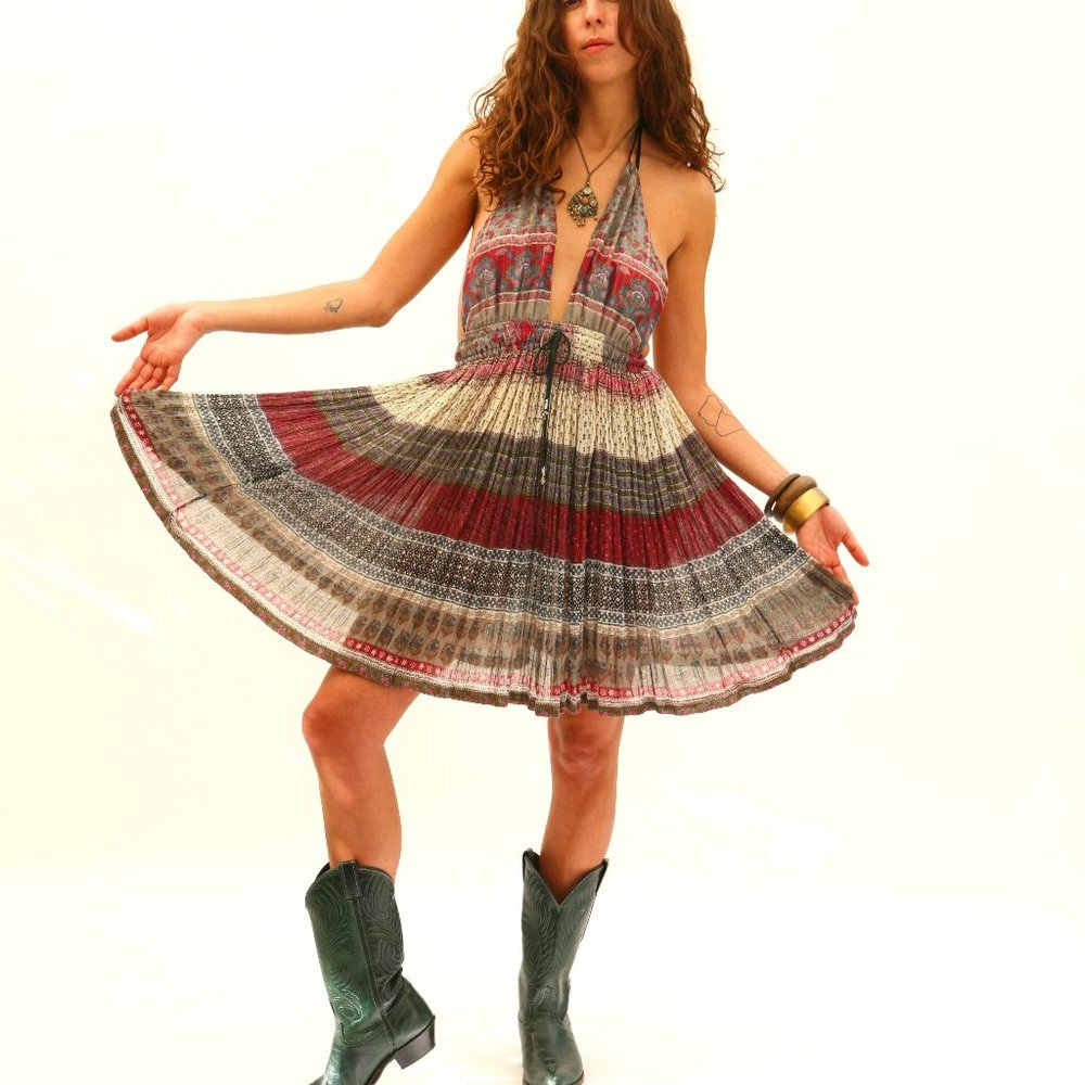 Vintage Bohemian Halter Dress